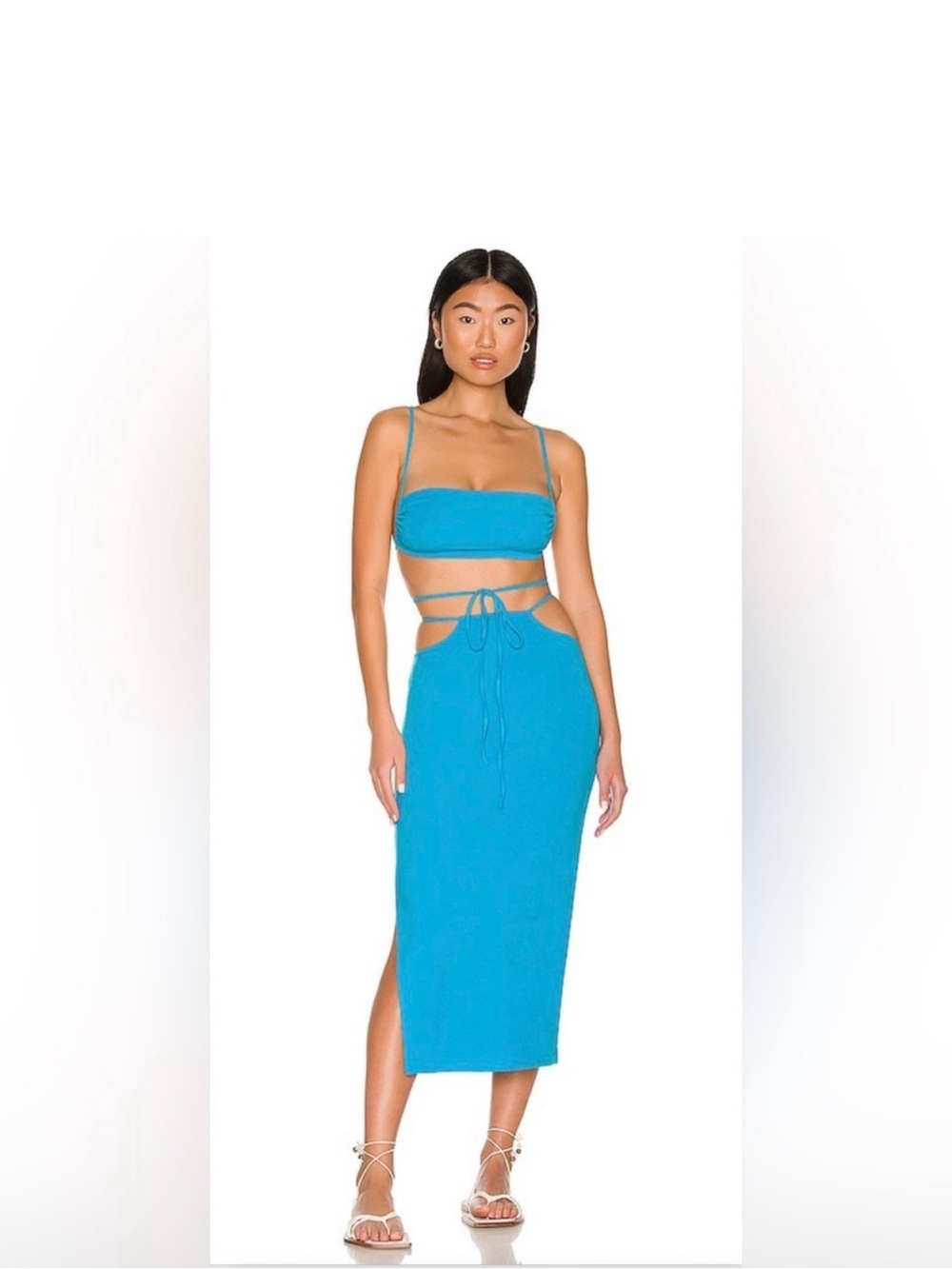 WeWoreWhat Bright Teal Bandeau and Midi Skirt Set